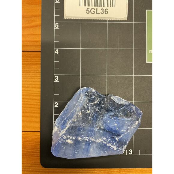 Satin Blue Layered Art Glass Cullet Glowing Manganese Slag Glass #5GL36 - Picture 8 of 8